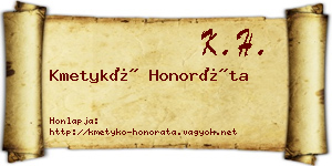 Kmetykó Honoráta névjegykártya